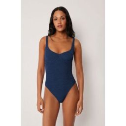 Calzedonia Jednodílné Plavky Crinkle Waves Žena Modrá Velikost L
