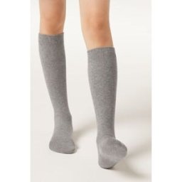 Calzedonia Dlouhé Dětské Ponožky z Prodyšné Bavlny Unisex Šedá Velikost 29-32