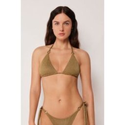 Calzedonia Trojúhelníková podprsenka k plavkám Sophisticated Shine Žena Hnědá Velikost 4