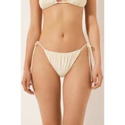 Calzedonia Brazilky se šňůrkami k plavkám Shiny Satin Žena Přírodní Velikost L