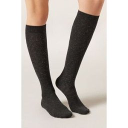 Calzedonia Vysoké ponožky s kašmírem a třpytkami Žena Černá Velikost TU