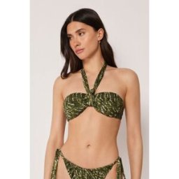 Calzedonia Plavky Bandeau Natural Batikované Žena Zelená Velikost 4