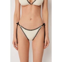 Calzedonia Brazilky na šňůrky k plavkám Bicolor Embroidery Žena Bílá Velikost M