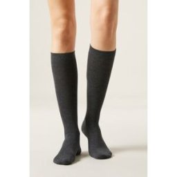 Calzedonia Dlouhé Ponožky z Česané Bavlny Žena Šedá Velikost TU