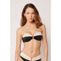 Calzedonia Plavky Bandeau Elegant Bicolor Žena Černá Velikost 4