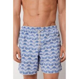 Calzedonia Pánské vzorované boxerkové plavky Formentera Člověk Modrá Velikost XL
