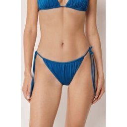 Calzedonia Brazilky se šňůrkami k plavkám Shiny Satin Žena Modrá Velikost S