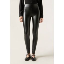 Calzedonia Termo kalhoty s koženým efektem Žena Černá Velikost XS