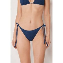 Calzedonia Kalhotky na šňůrky k plavkám Crinkle Waves Žena Modrá Velikost S