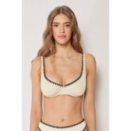 Calzedonia Balkonová podprsenka k plavkám Bicolor Embroidery Žena Bílá Velikost 4