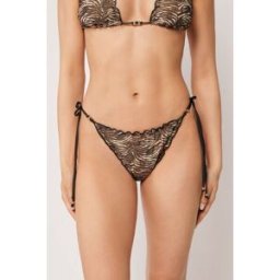 Calzedonia Brazilky na šňůrky k plavkám Doll Zebra Žena Hnědá Velikost M