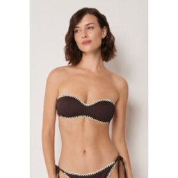 Calzedonia Podprsenka bandeau k plavkám Bicolor Embroidery Žena Hnědá Velikost 4