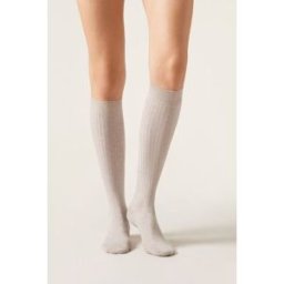 Calzedonia Dlouhé žebrované ponožky s kašmírem Žena Přírodní Velikost 39-41