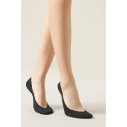 Calzedonia Neviditelné Bavlněné Ponožky se Silikonem po Stranách Žena Černá Velikost 40-41