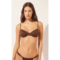 Calzedonia Balkonová podprsenka k plavkám Shiny Satin Žena Hnědá Velikost 5