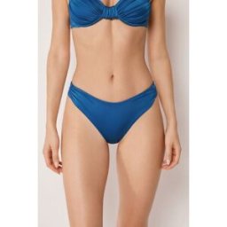 Calzedonia Brazilské kalhotky k bikinám Shiny Satin Žena Modrá Velikost XS