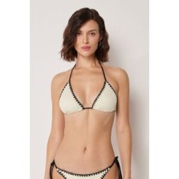 Calzedonia Trojúhelníková podprsenka k plavkám Bicolor Embroidery Žena Bílá Velikost 2
