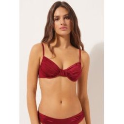 Calzedonia Balkonová podprsenka k plavkám Shiny Satin Žena Červená Velikost 3
