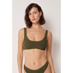 Calzedonia Tílkový top k plavkám Crinkle Waves Žena Zelená Velikost 3