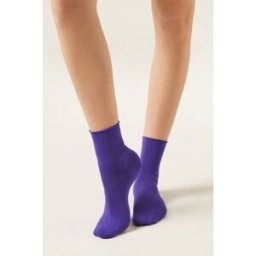 Calzedonia Krátké Bavlněné Ponožky bez Gumičky Žena Fialová Velikost 36-38