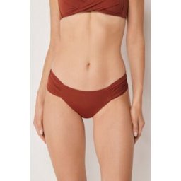 Calzedonia Brazilky s řasením k plavkám Premium Fit Žena Hnědá Velikost M