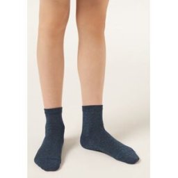 Calzedonia Dětské Krátké Lehké Bavlněné Ponožky Unisex Modrá Velikost 25-27