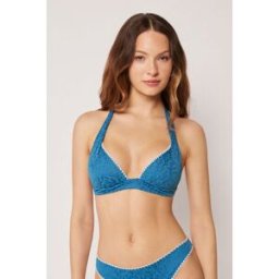 Calzedonia Trojúhelníková podprsenka s výztuží k plavkám Sea Corals Žena Modrá Velikost 5