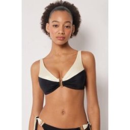 Calzedonia Tílkový Plavkový Top Elegant Bicolor Žena Černá Velikost 5