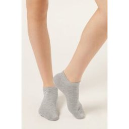 Calzedonia Dětské Lehké Bavlněné Kotníkové Ponožky Unisex Šedá Velikost 8