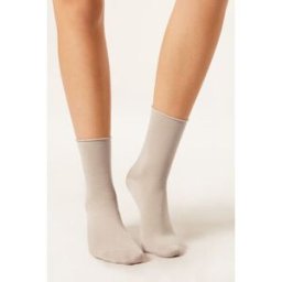 Calzedonia Vlněné/Bavlněné ponožky bez lemu Žena Přírodní Velikost TU