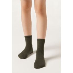 Calzedonia Dětské Krátké Bavlněné Ponožky z Prodyšného Materiálu s Aloí Vera pro Svěžest Nohou Unisex Černá Velikost 33-36