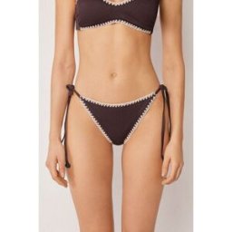 Calzedonia Kalhotky na šňůrky k plavkám Bicolor Embroidery Žena Hnědá Velikost S