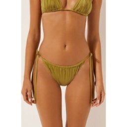 Calzedonia Tanga k plavkám Shiny Satin Žena Žlutá Velikost M/L