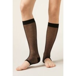 Calzedonia Otevřené vysoké ponožky Žena Černá Velikost TU