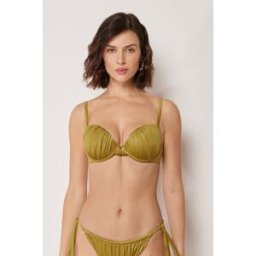 Calzedonia Vycpaný Push-Up Top na Bikini Shiny Satin Žena Žlutá Velikost 2