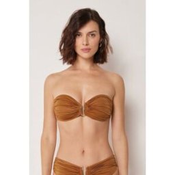 Calzedonia Bikini top typu bandeau Shiny Satin Žena Hnědá Velikost 2