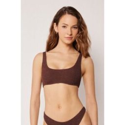 Calzedonia Tílkový top k plavkám Crinkle Waves Žena Hnědá Velikost 2