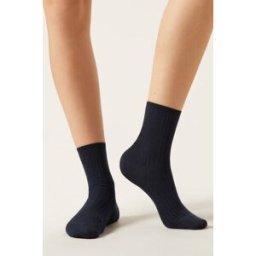 Calzedonia Krátké žebrované ponožky Žena Modrá Velikost 36-38