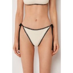 Calzedonia Kalhotky na šňůrky k plavkám Bicolor Embroidery Žena Bílá Velikost L