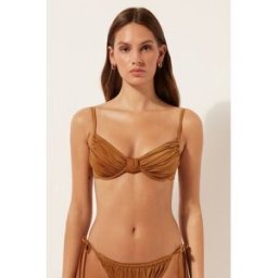 Calzedonia Balkonová podprsenka k plavkám Shiny Satin Žena Hnědá Velikost 2