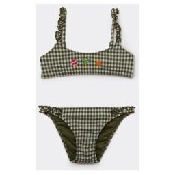 Calzedonia Dívčí dvoudílné plavky Green Vichy Dívka Zelená Velikost 8