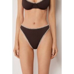 Calzedonia Vysoké brazilky k plavkám Bicolor Embroidery Žena Hnědá Velikost S
