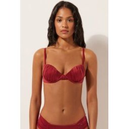 Calzedonia Vycpaný Push-Up Top na Bikini Shiny Satin Žena Červená Velikost 3