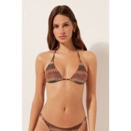 Calzedonia Trojúhelníková podprsenka k plavkám Golden Chevron Žena Hnědá Velikost 5