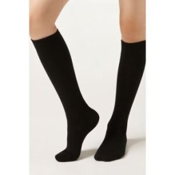 Calzedonia Dlouhé Dětské Ponožky z Prodyšné Bavlny Unisex Černá Velikost 29-32