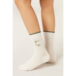 Calzedonia Ponožky s výšivkou Italian Style Žena Bílá Velikost TU