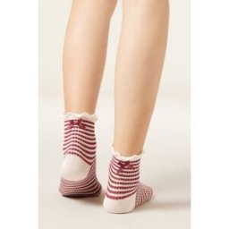 Calzedonia Pruhované ponožky s mašličkou Žena Červená Velikost TU