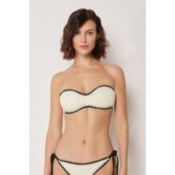 Calzedonia Podprsenka bandeau k plavkám Bicolor Embroidery Žena Bílá Velikost 2