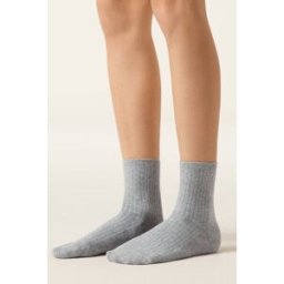 Calzedonia Krátké žebrované ponožky Žena Šedá Velikost 39-41