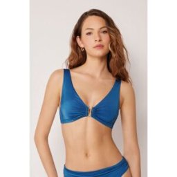 Calzedonia Tílkový top k plavkám Shiny Satin Žena Modrá Velikost 5